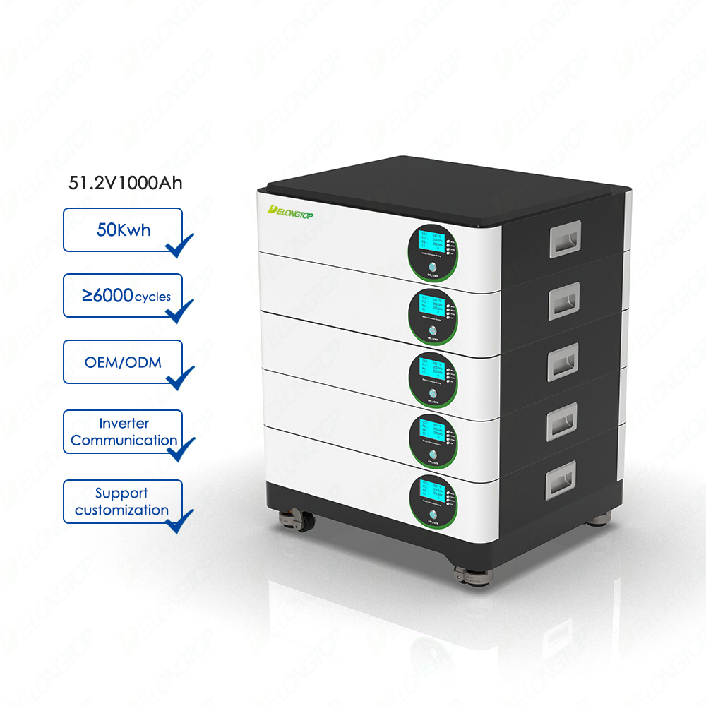 50Kwh (51.2V200Ah x 5) Movable Stack Household Use Energy Storage Battery
